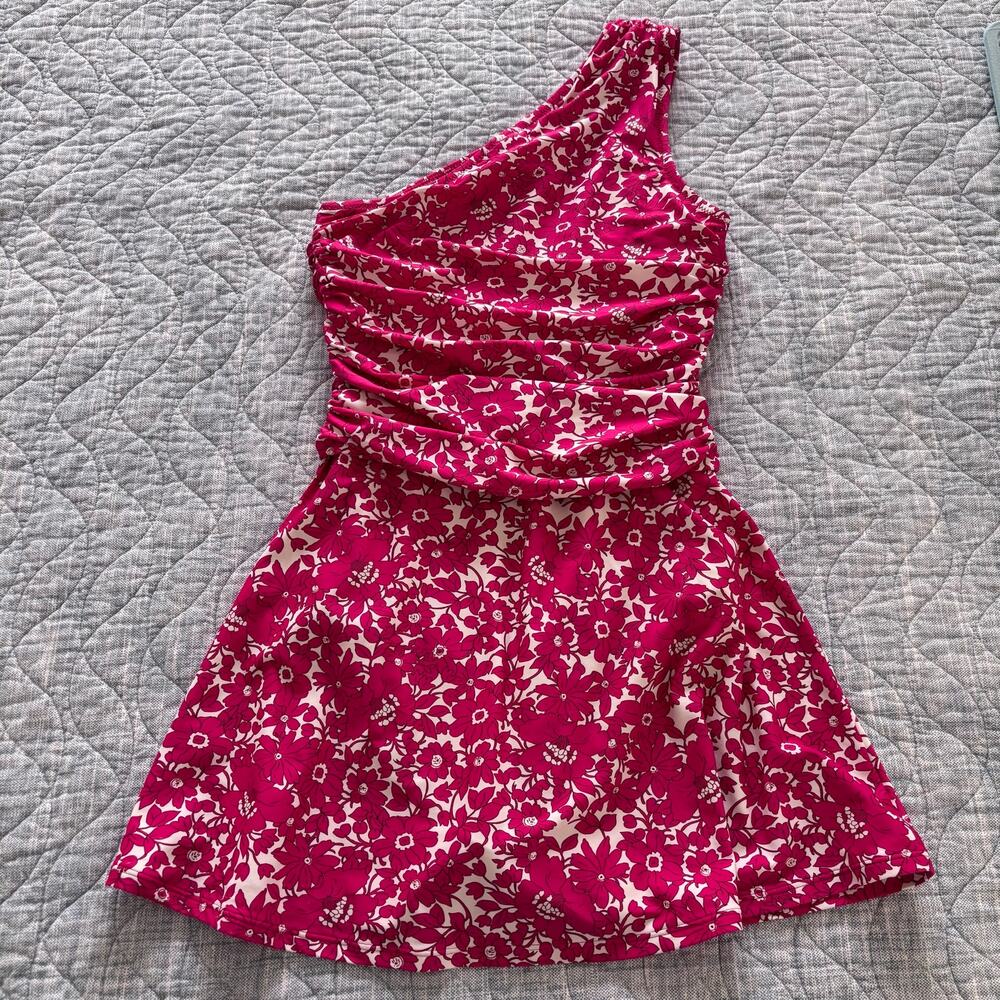 JCrew Swim Dress Festival Pink Floral Size 4 EUC Barbie Preppy Vacation Cruise - Picture 4 of 8